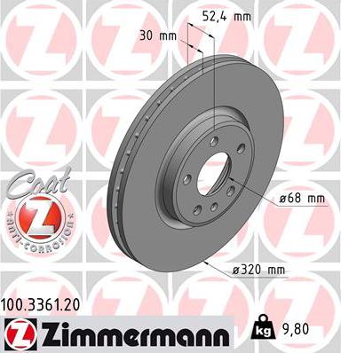 Zimmermann 100.3361.20 - Bremžu diski autodraugiem.lv