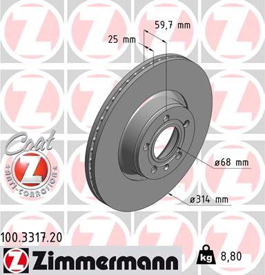 Zimmermann 100.3317.20 - Bremžu diski autodraugiem.lv