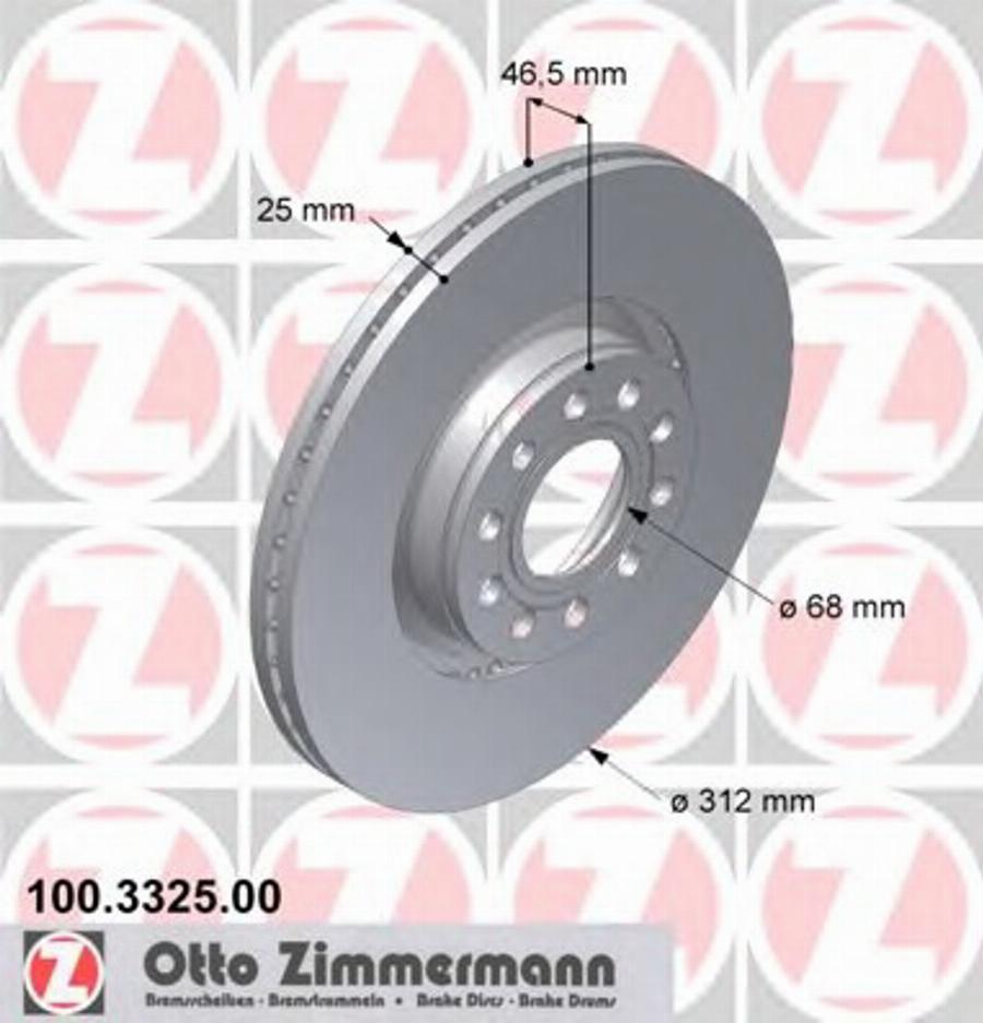 Zimmermann 100.3325.00 - Bremžu diski autodraugiem.lv