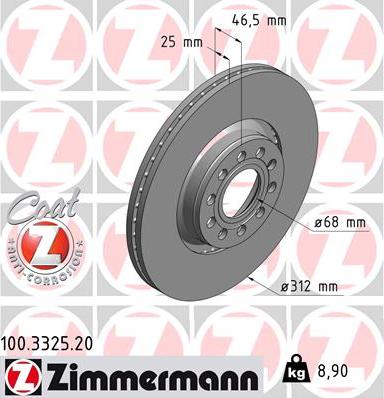 Zimmermann 100.3325.20 - Bremžu diski autodraugiem.lv