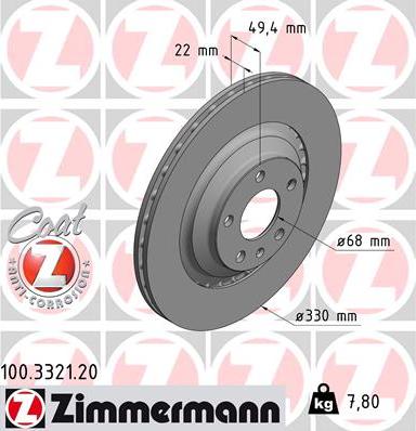 Zimmermann 100.3321.20 - Bremžu diski autodraugiem.lv