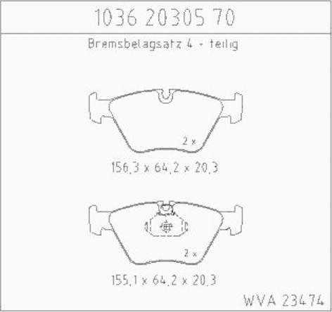 Zimmermann 1036.20305.70 - Bremžu uzliku kompl., Disku bremzes autodraugiem.lv