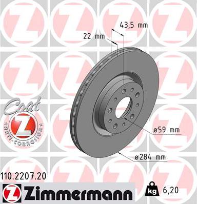 Zimmermann 110.2207.20 - Bremžu diski autodraugiem.lv
