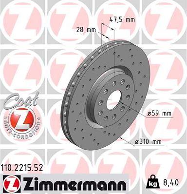 Zimmermann 110.2215.52 - Bremžu diski autodraugiem.lv