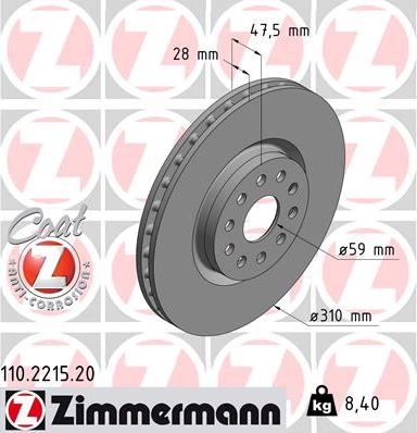 Zimmermann 110.2215.20 - Bremžu diski autodraugiem.lv