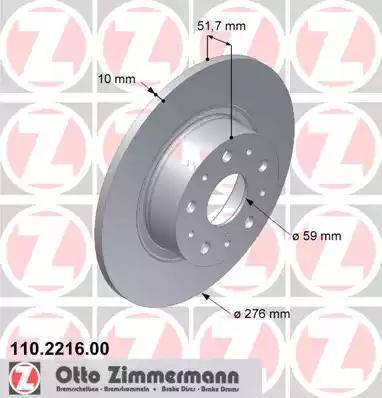 Zimmermann 110.2216.00 - Bremžu diski autodraugiem.lv