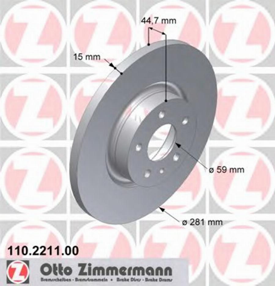 Zimmermann 110.2211.00 - Bremžu diski autodraugiem.lv