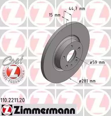 Zimmermann 110.2211.20 - Bremžu diski autodraugiem.lv