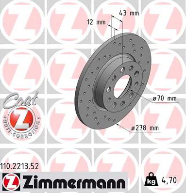 Zimmermann 110.2213.52 - Bremžu diski autodraugiem.lv