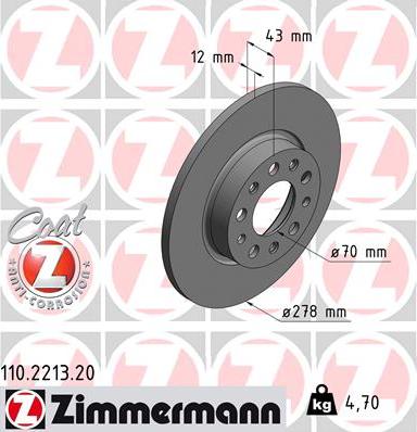 Zimmermann 110.2213.20 - Bremžu diski autodraugiem.lv