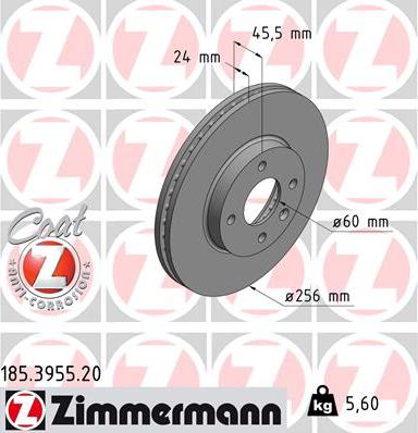 Zimmermann 185.3955.20 - Bremžu diski autodraugiem.lv