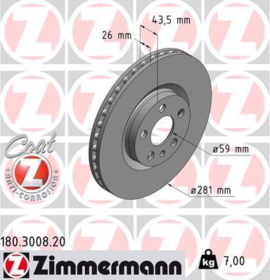 Zimmermann 180.3008.20 - Bremžu diski autodraugiem.lv