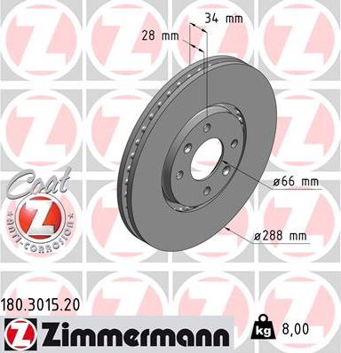 Zimmermann 180.3015.20 - Bremžu diski autodraugiem.lv