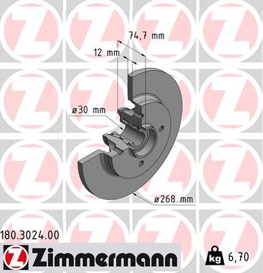 Zimmermann 180.3024.00 - Bremžu diski autodraugiem.lv