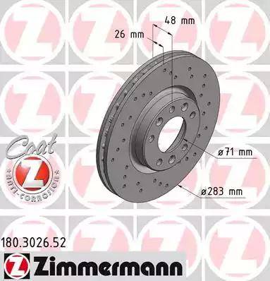 Zimmermann 180.3026.52 - Bremžu diski autodraugiem.lv