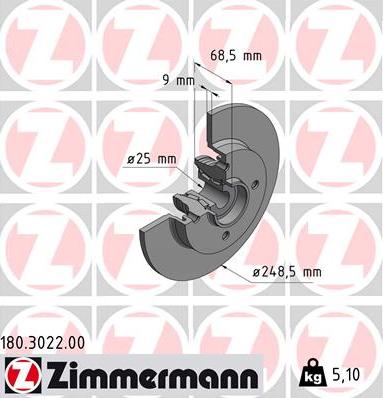 Zimmermann 180.3022.00 - Bremžu diski autodraugiem.lv