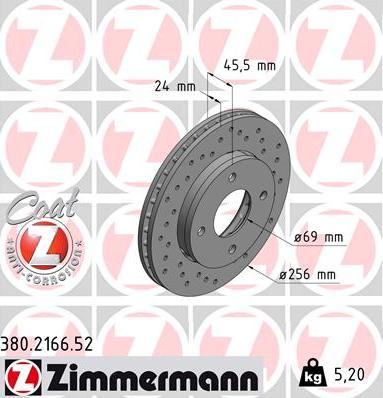 Zimmermann 380.2166.52 - Bremžu diski autodraugiem.lv