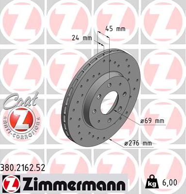 Zimmermann 380.2162.52 - Bremžu diski autodraugiem.lv
