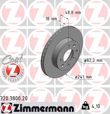 Zimmermann 320.3800.20 - Bremžu diski autodraugiem.lv