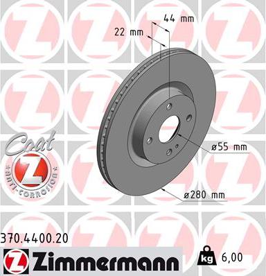Zimmermann 370.4400.20 - Bremžu diski autodraugiem.lv
