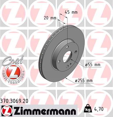 Zimmermann 370.3069.20 - Bremžu diski autodraugiem.lv