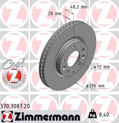 Zimmermann 370.3087.20 - Bremžu diski autodraugiem.lv