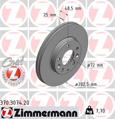 Zimmermann 370.3074.20 - Bremžu diski autodraugiem.lv