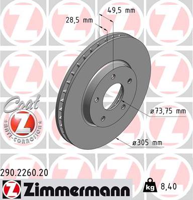 Zimmermann 290.2260.20 - Bremžu diski autodraugiem.lv