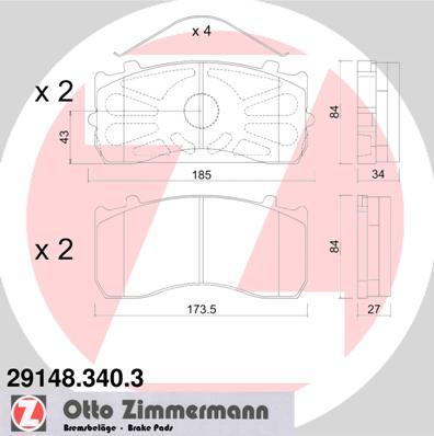 Zimmermann 29148.340.3 - Bremžu uzliku kompl., Disku bremzes autodraugiem.lv