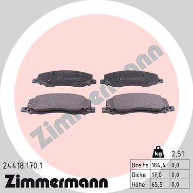 Zimmermann 24418.170.1 - Bremžu uzliku kompl., Disku bremzes autodraugiem.lv