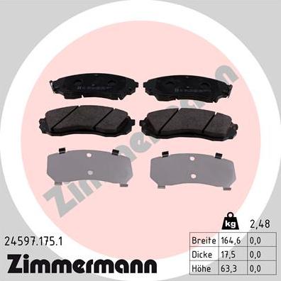 Zimmermann 24597.175.1 - Bremžu uzliku kompl., Disku bremzes autodraugiem.lv