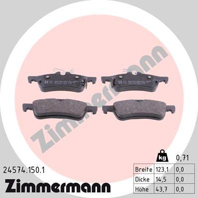 Zimmermann 24574.150.1 - Bremžu uzliku kompl., Disku bremzes autodraugiem.lv