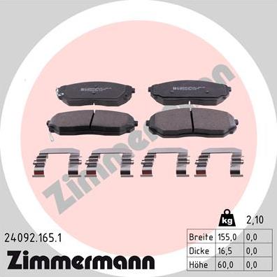 Zimmermann 24092.165.1 - Bremžu uzliku kompl., Disku bremzes autodraugiem.lv