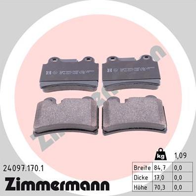 Zimmermann 24097.170.1 - Bremžu uzliku kompl., Disku bremzes autodraugiem.lv
