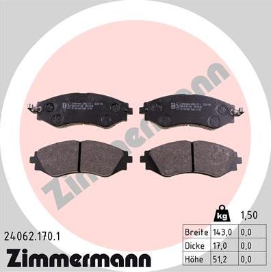 Zimmermann 24062.170.1 - Bremžu uzliku kompl., Disku bremzes autodraugiem.lv