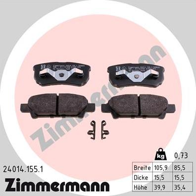 Zimmermann 24014.155.1 - Bremžu uzliku kompl., Disku bremzes autodraugiem.lv