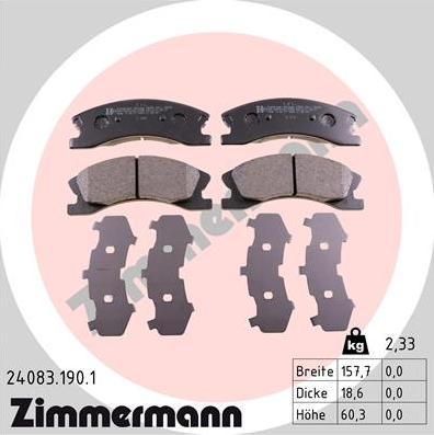 Zimmermann 24083.190.1 - Bremžu uzliku kompl., Disku bremzes autodraugiem.lv