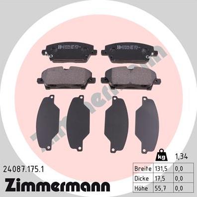 Zimmermann 24087.175.1 - Bremžu uzliku kompl., Disku bremzes autodraugiem.lv