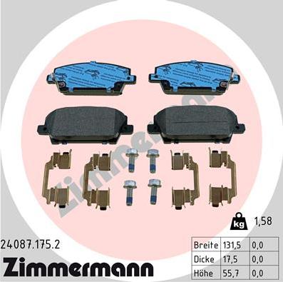 Zimmermann 24087.175.2 - Bremžu uzliku kompl., Disku bremzes autodraugiem.lv