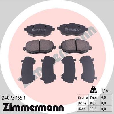Zimmermann 24073.165.1 - Bremžu uzliku kompl., Disku bremzes autodraugiem.lv