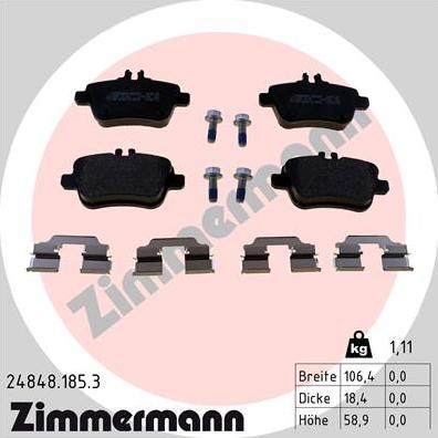 Zimmermann 24848.185.3 - Bremžu uzliku kompl., Disku bremzes autodraugiem.lv