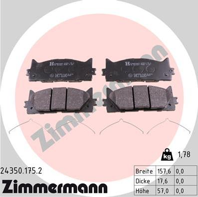 Zimmermann 24350.175.2 - Bremžu uzliku kompl., Disku bremzes autodraugiem.lv