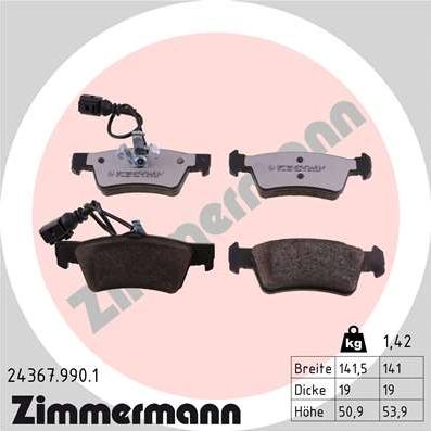 Zimmermann 24367.990.1 - Bremžu uzliku kompl., Disku bremzes autodraugiem.lv