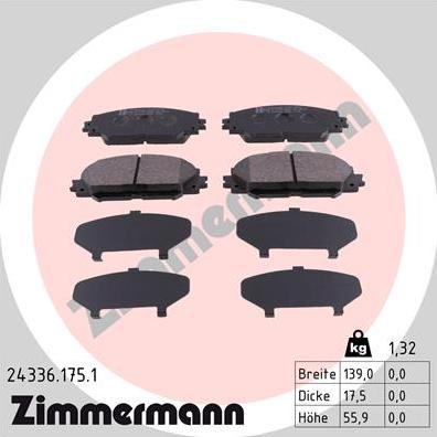 Zimmermann 24336.175.1 - Bremžu uzliku kompl., Disku bremzes autodraugiem.lv