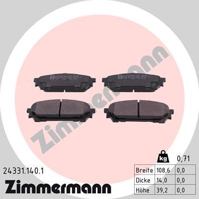 Zimmermann 24331.140.1 - Bremžu uzliku kompl., Disku bremzes autodraugiem.lv