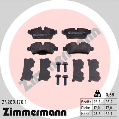 Zimmermann 24289.170.1 - Bremžu uzliku kompl., Disku bremzes autodraugiem.lv