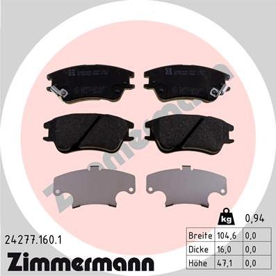 Zimmermann 24277.160.1 - Bremžu uzliku kompl., Disku bremzes autodraugiem.lv