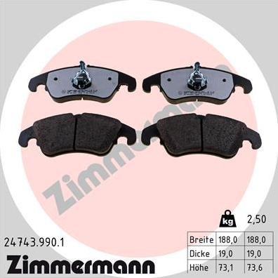 Zimmermann 24743.990.1 - Bremžu uzliku kompl., Disku bremzes autodraugiem.lv