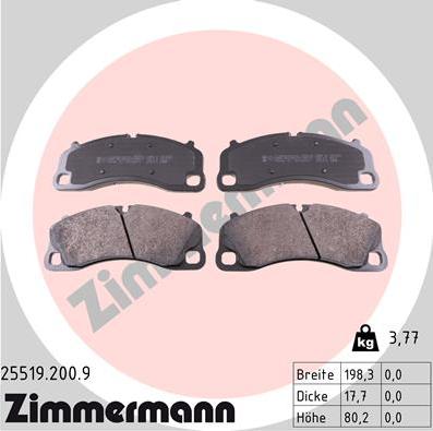 Zimmermann 25519.200.9 - Bremžu uzliku kompl., Disku bremzes autodraugiem.lv