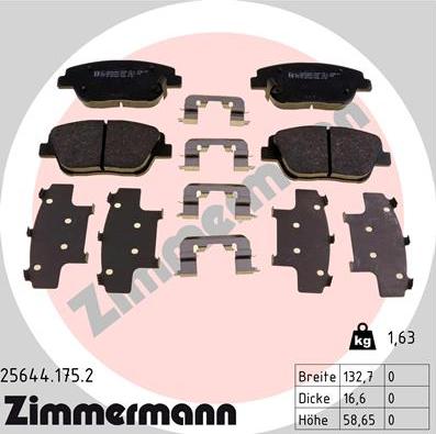 Zimmermann 25644.175.2 - Bremžu uzliku kompl., Disku bremzes autodraugiem.lv